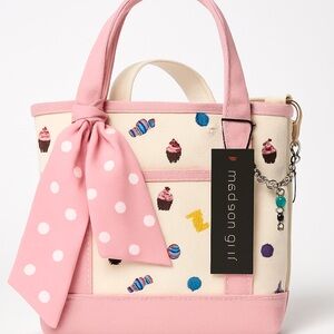 Madden Girl Pink and Cream Cupcake Tote with matching pouch NWT